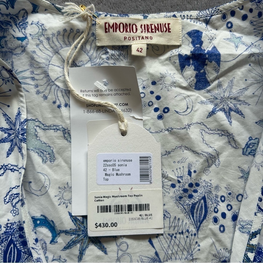 NWT Emporio Sirenuse Sonia Top in Blue Magic Mushroom IT 42 - Picture 3 of 6